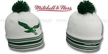 Eagles XL-LOGO BEANIE White by Mitchell and Ness