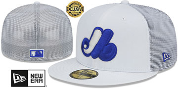 Expos BATTING PRACTICE TRUCKER White Fitted Hat by New Era