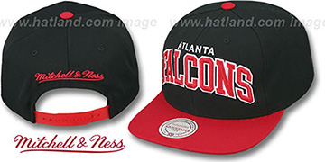 Falcons 'BLOCK-ARCH SNAPBACK' Black-Red Hat by Mitchell and Ness