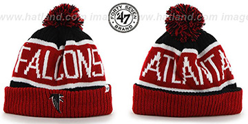 Falcons THE-CALGARY THROWBACK Red-BlackKnit Beanie Hat by Twins 47 Brand