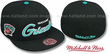 Grizzlies CLASSIC-SCRIPT Black Fitted Hat by Mitchell and Ness