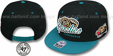 Grizzlies 'TRICKY LOU SNAPBACK' Black-Teal Hat by Twins 47 Brand