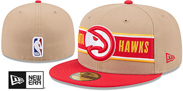 Hawks '2024 NBA DRAFT' Camel-Red Fitted Hat by New Era