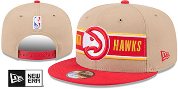 Hawks '2024 NBA DRAFT SNAPBACK' Camel-Red Hat by New Era