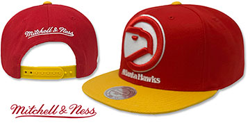 Hawks 2T XL-LOGO SNAPBACK Red-Gold Hat by Mitchell and Ness