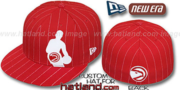 Hawks NBA SILHOUETTE PINSTRIPE Red-White Fitted Hat by New Era