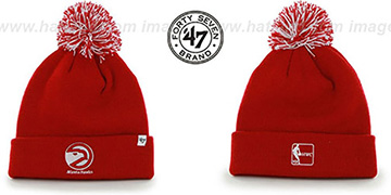 Hawks POMPOM CUFF Red Knit Beanie Hat by Twins 47 Brand