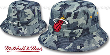 Heat DENIM-CAMO BUCKET Blue Hat by Mitchell and Ness