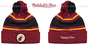 Heat HWC SPECKLED Burgundy-Black Knit Beanie by Mitchell and Ness