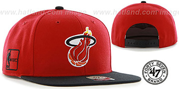 Heat SURE-SHOT SNAPBACK Red-Black Hat by Twins 47 Brand