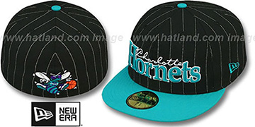 Hornets 'PIN-SCRIPT' Black-Teal Fitted Hat by New Era