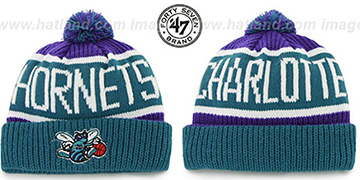 Hornets THE-CALGARY Teal-Purple Knit Beanie Hat by Twins 47 Brand