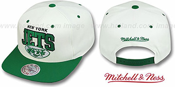 Jets 2T TEAM ARCH SNAPBACK White-Green Hat by Mitchell and Ness