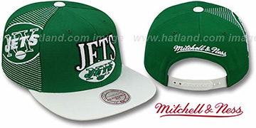 Jets 'LASER-STITCH SNAPBACK' Green-White Hat by Mitchell and Ness