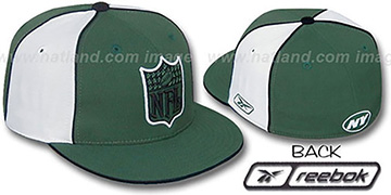 Jets NFL SHIELD PINWHEEL Green White Fitted Hat by Reebok