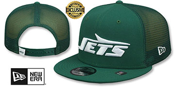 Jets THROWBACK TEAM-BASIC TRUCKER SNAPBACK Green Hat by New Era