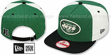 Jets 'TRIPLE MELTON STRAPBACK' Green-White-Black Hat by New Era