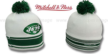 Jets XL-LOGO BEANIE White by Mitchell and Ness