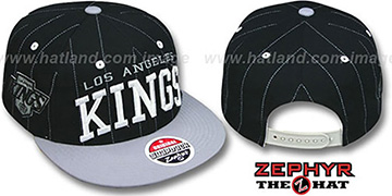 Kings 2T PINSTRIPE SUPER-ARCH SNAPBACK Black-Grey Hat by Zephyr