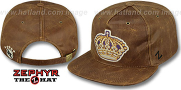 Kings DYNASTY LEATHER STRAPBACK Brown Hat Zephyr