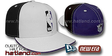 Kings LOGOMAN White-Black-Purple Fitted Hat by New Era