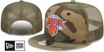 Knicks ARMY CAMO TRUCKER Hat by New Era