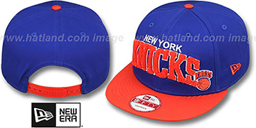 Knicks CHENILLE-ARCH SNAPBACK Royal-Orange Hat by New Era