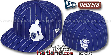 Knicks NBA SILHOUETTE PINSTRIPE Royal-White Fitted Hat by New Era