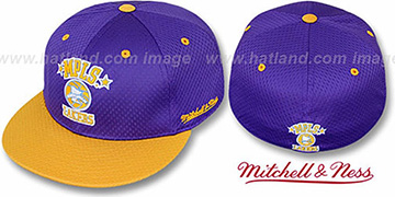 Lakers 2T BP-MESH Purple-Gold Fitted Hat by Mitchell and Ness