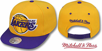 Lakers 2T XL-LOGO SNAPBACK Gold-Purple Hat by Mitchell and Ness