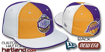 Lakers CONFERENCE PINWHEEL Gold-Purple-White Fitted Hat