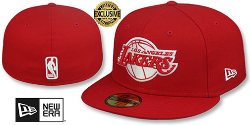 Lakers 'NBA TEAM-BASIC' Red-White Fitted Hat by New Era