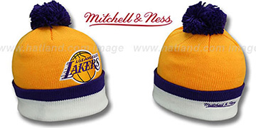 Lakers 'XL-LOGO BEANIE' Gold by Mitchell and Ness