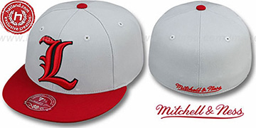 Louisville 2T XL-LOGO Grey-Red Fitted Hat by Mitchell and Ness