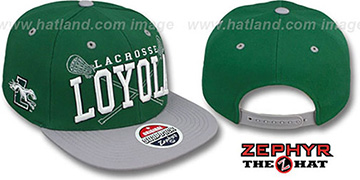 Loyola LACROSSE SUPER-ARCH SNAPBACK Green-Grey Hat by Zephyr