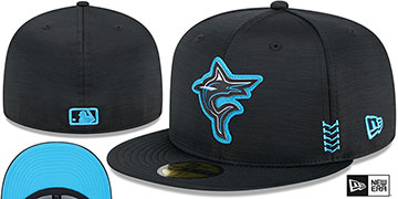 Marlins '2024 ONFIELD CLUBHOUSE' Heather Black Fitted Hat by New Era