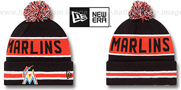 Marlins 'THE-COACH' Black Knit Beanie Hat by New Era