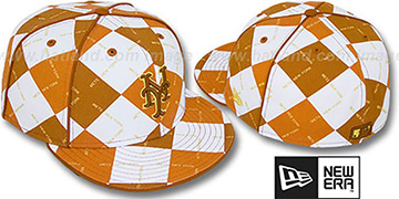 Mets 'ARGYLE WORDMARK' Orange Fitted Hat by New Era