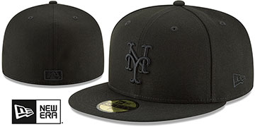 Mets BLACKOUT Fitted Hat by New Era