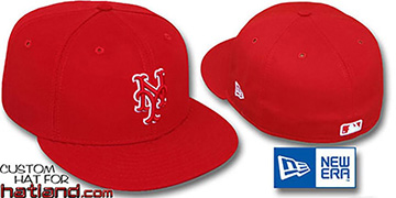 Mets TEAM-BASIC Red-Red Fitted Hat by New Era