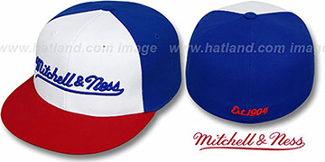 Mitchell and Ness 'PINWHEEL' White-Royal-Red Fitted Hat