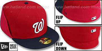 Nationals CLEAN CUT FLIP-DOWN Red-Navy Fitted Hat by New Era