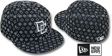 Nationals D-LUX ALL-OVER Black-Grey Fitted Hat by New Era