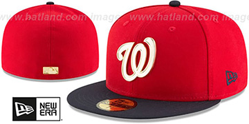 Nationals GOLDEN-BADGE Red-Navy Fitted Hat by New Era