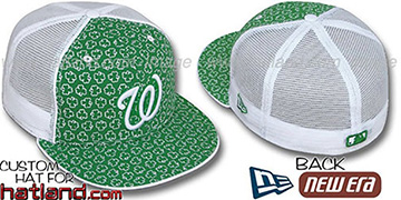 Nationals 'ST PATS FLOCKING' MESH-BACK Kelly-White Fitted Hat by New Era