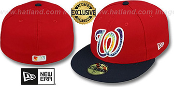 Nationals 'TYE-DYE INSIDER' Red-Navy Fitted Hat by New Era