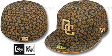 Nationals W 'ALL-OVER FLOCKING' Brown-Wheat Fitted Hat by New Era