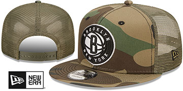 Nets 'ARMY CAMO TRUCKER' Hat by New Era