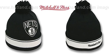 Nets XL-LOGO BEANIE Black by Mitchell and Ness