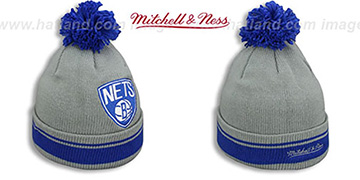 Nets XL-LOGO BEANIE Grey-Royal by Mitchell and Ness